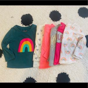 Long sleeve shirt bundle girls Cat & Jack rainbows, hearts & sparkles